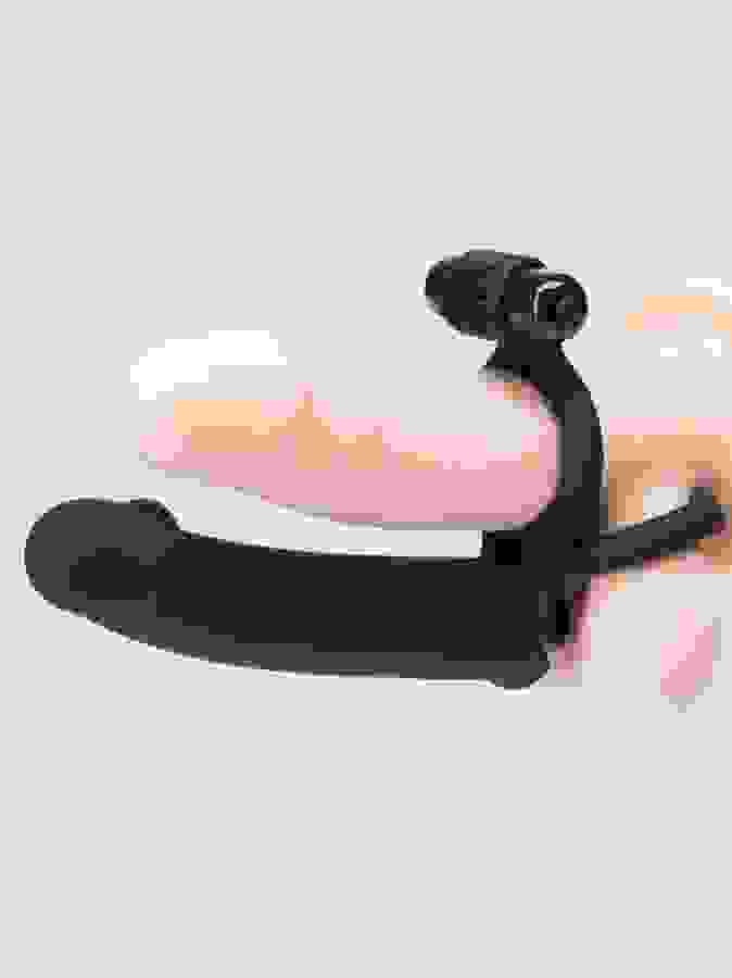 Lovehoney Double Fun Vibrating Double Penetration Strap-On, Black, hi-res